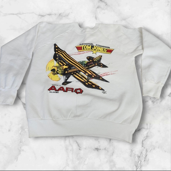 Vintage Tom Jobs Aviation Planes Crew Neck Sweater - Picture 1 of 8